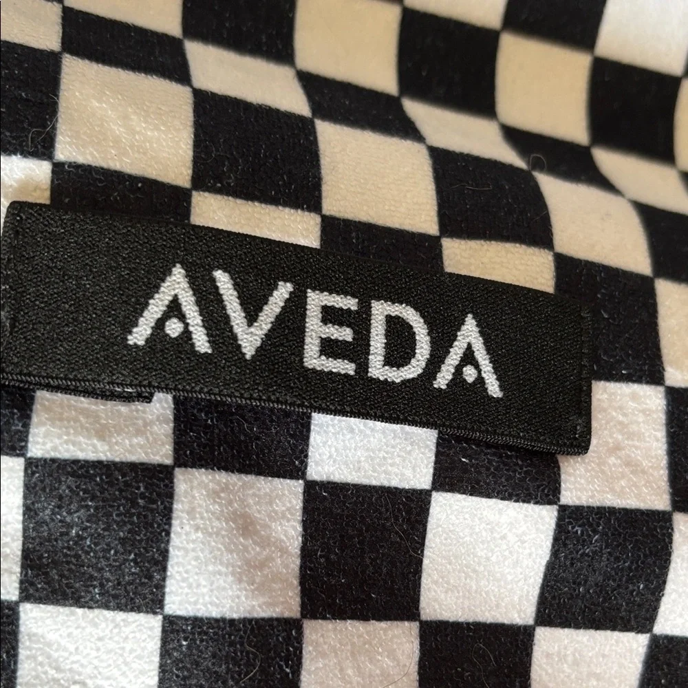 AVEDA Black and White Checkered Towel